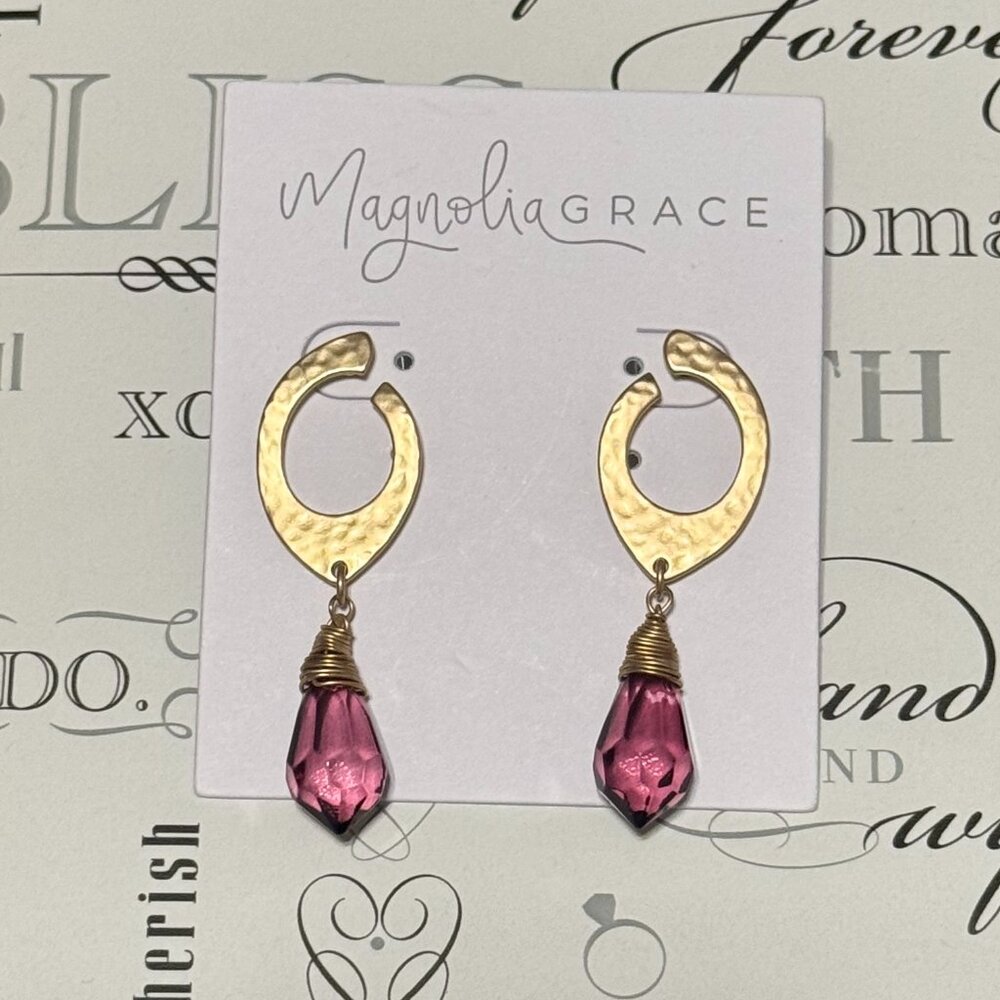 NWOT Magnolia Grace Gold and Purple Tone Dangling Earrings